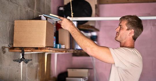 Man organizing the garage