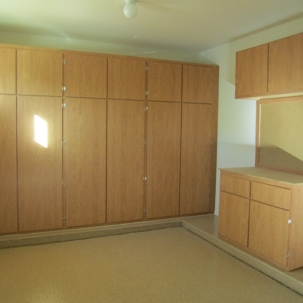 colored wooden cabinets